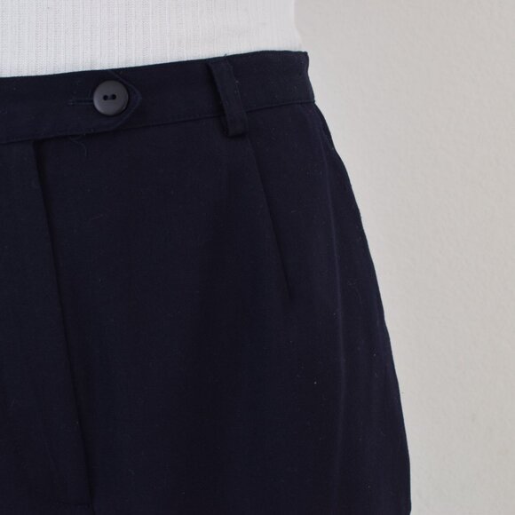 Vintage 90s Navy Poly/Rayon/Spandex Flat Front Trousers |‎ 29 waist - Picture 6 of 9